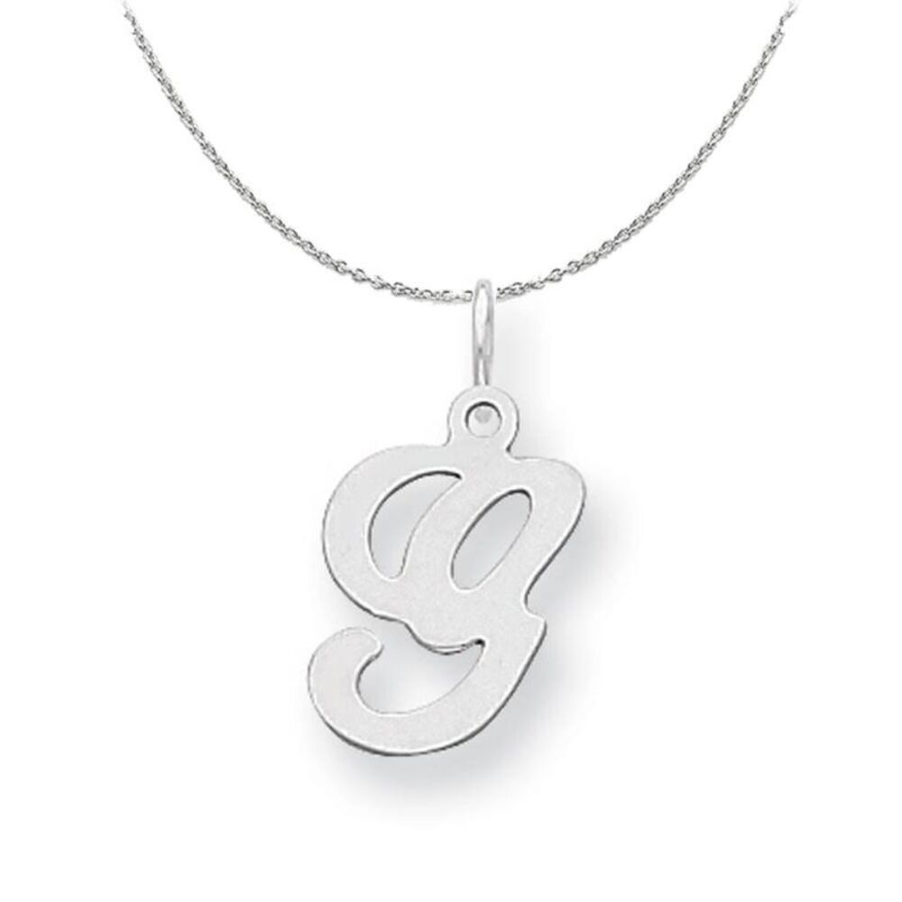 Silver, Sophia Collection, Small Script Initial G Necklace - 24 In